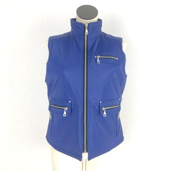 Highway Sport VTG Women's Size Medium Blue Full Zip Vest Sleeveless Pockets - Picture 1 of 9